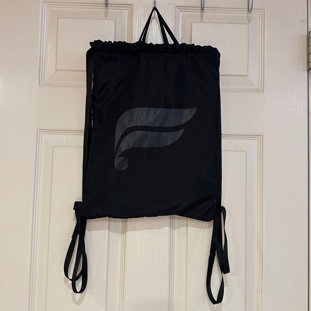 Fabletics Black Drawstring Backpack Quilted Cinch Gym Bag Logo Lightweight